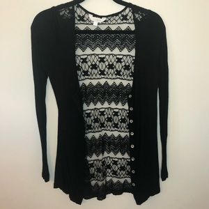 Black Lace Back Cardigan